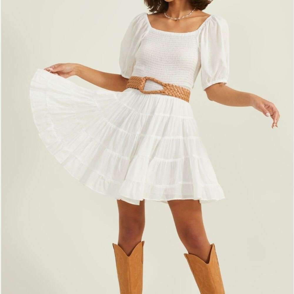 Altar'd State Aurelie Puff Sleeve Smock Dress Size Medium